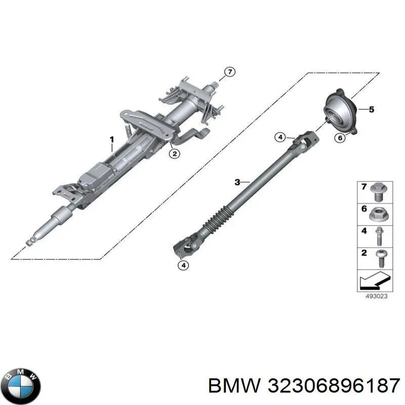 32306896187 BMW Kolumna (wał) kierownicza (kierownicy)