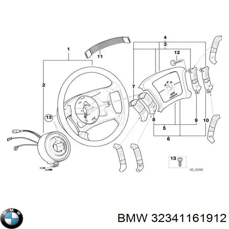 Pierścień kontaktowy AIRBAG, taśma kierownicy BMW 32341161912 cena, od 157,82 USD