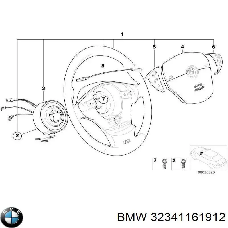 32341161912 BMW Pierścień kontaktowy AIRBAG, taśma kierownicy