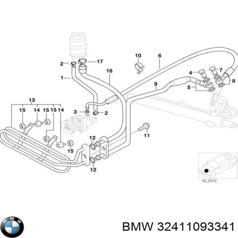 Przewód hydraulicznego układu wspomagania wysokiego ciśnienia, od pompy do maglownicy (mechanizmu) BMW 32411093341 cena, od 95,93 USD