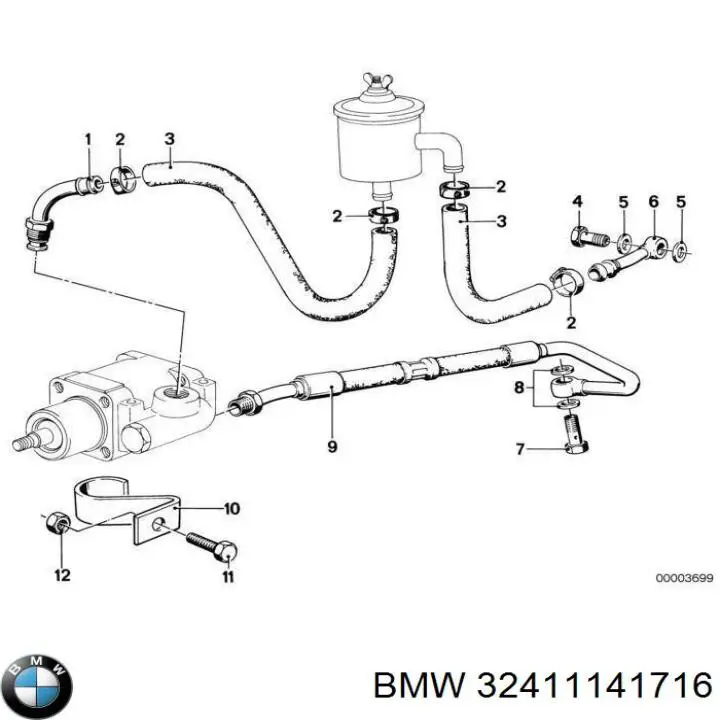 Przewód hydraulicznego układu wspomagania wysokiego ciśnienia, od pompy do maglownicy (mechanizmu) BMW 32411141716 cena, od 77,54 USD