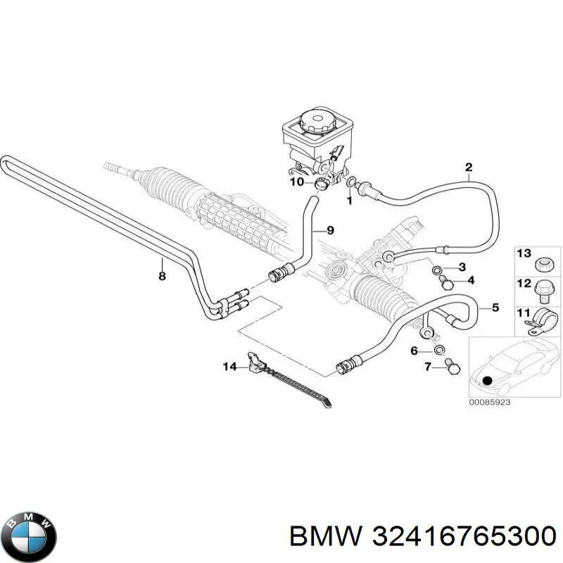 32416765300 BMW Przewód hydraulicznego układu wspomagania wysokiego ciśnienia, od pompy do maglownicy (mechanizmu)
