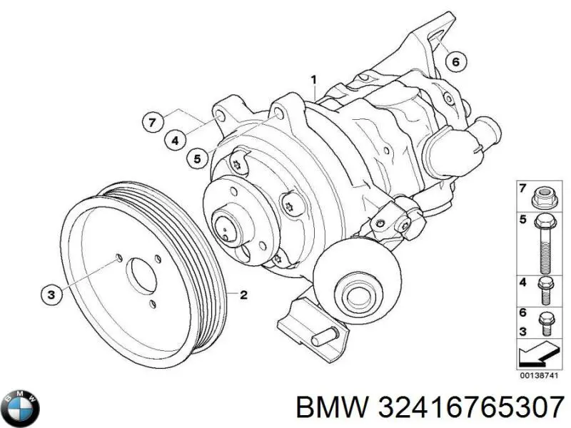 Do koszyka 32416765307 BMW Pompa wspomagania hydraulicznego kierownicy