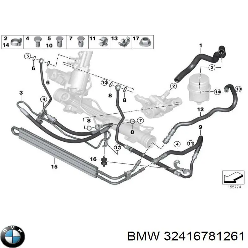 32416781261 BMW Listwa kierownicza (maglownica)