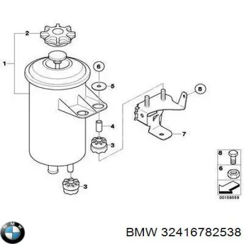Do koszyka 32416782538 BMW Zbiornik płynu wspomagania