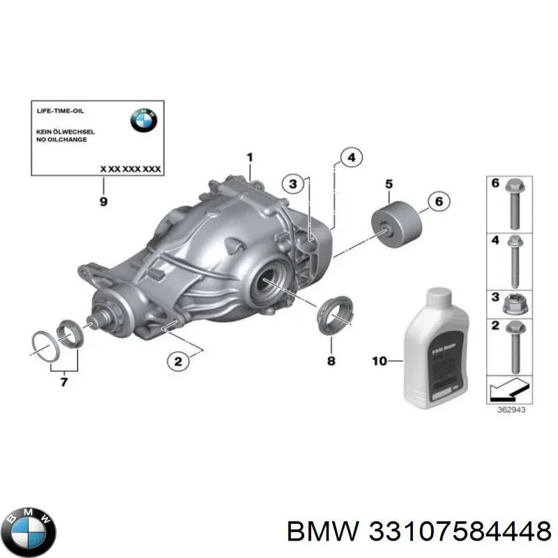 33107584448 BMW most tylny kompletny