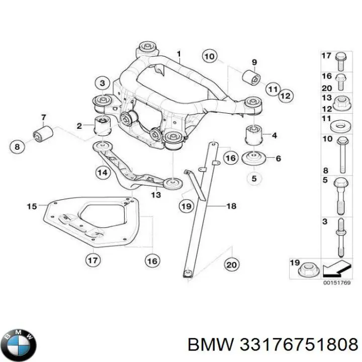 Do koszyka 33176751808 BMW Silentblock tylnej belki