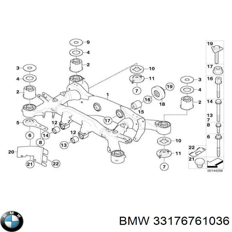 33176761036 BMW silentblock tylny (poduszka reduktora mostu tylnego)