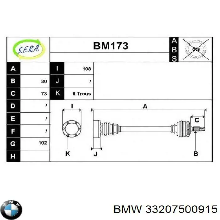 Do koszyka 33207500915 BMW Półoś tylna