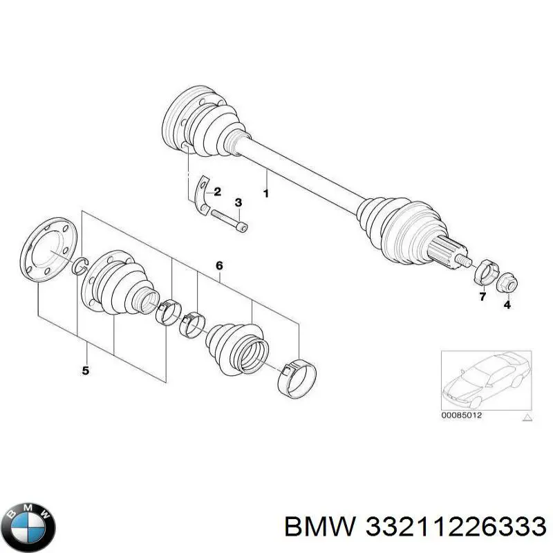 Do koszyka 33211226333 BMW Półoś tylna