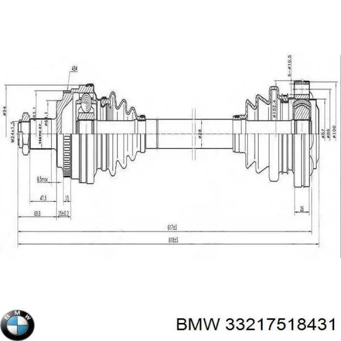 Półoś tylna lewa BMW 33217518431 cena, od 123,54 USD