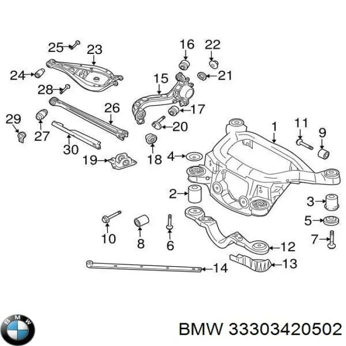 33303420502 BMW Wahacz (drążek) zawieszenia tylnego podłużny dolny prawy