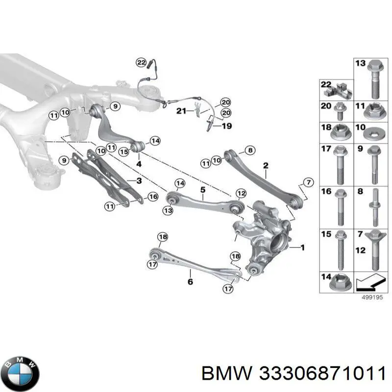 Wahacz zawieszenia tylnego górny lewy BMW 33306871011 cena, od 129,95 USD