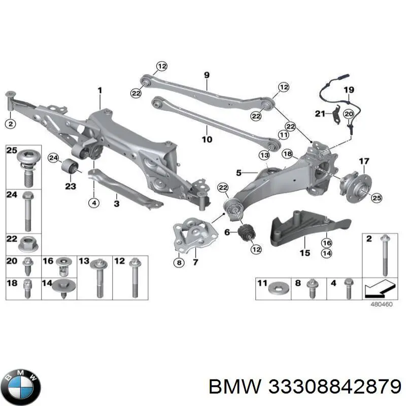 Wahacz (drążek) zawieszenia tylnego podłużny dolny lewy BMW 33308842879 cena, od 228,14 USD