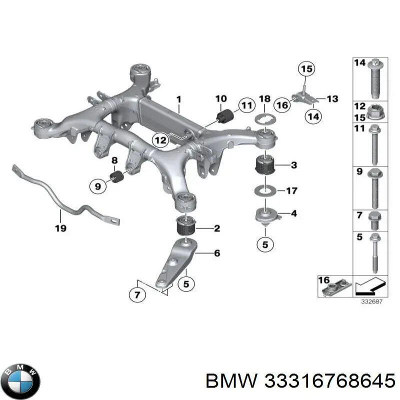 33316768645 BMW Silentblock tylnej belki