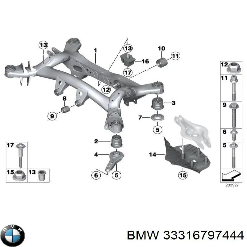 Rozpórka tylnej belki (ramy pomocniczej) BMW 33316797444 cena, od 74,03 USD