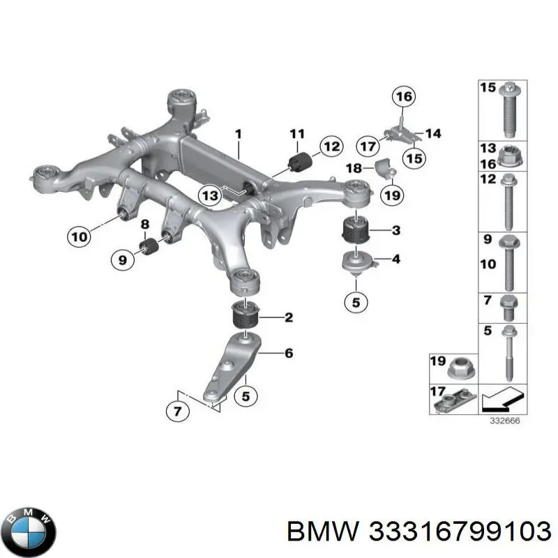 33316799103 BMW Korpus osi tylnej