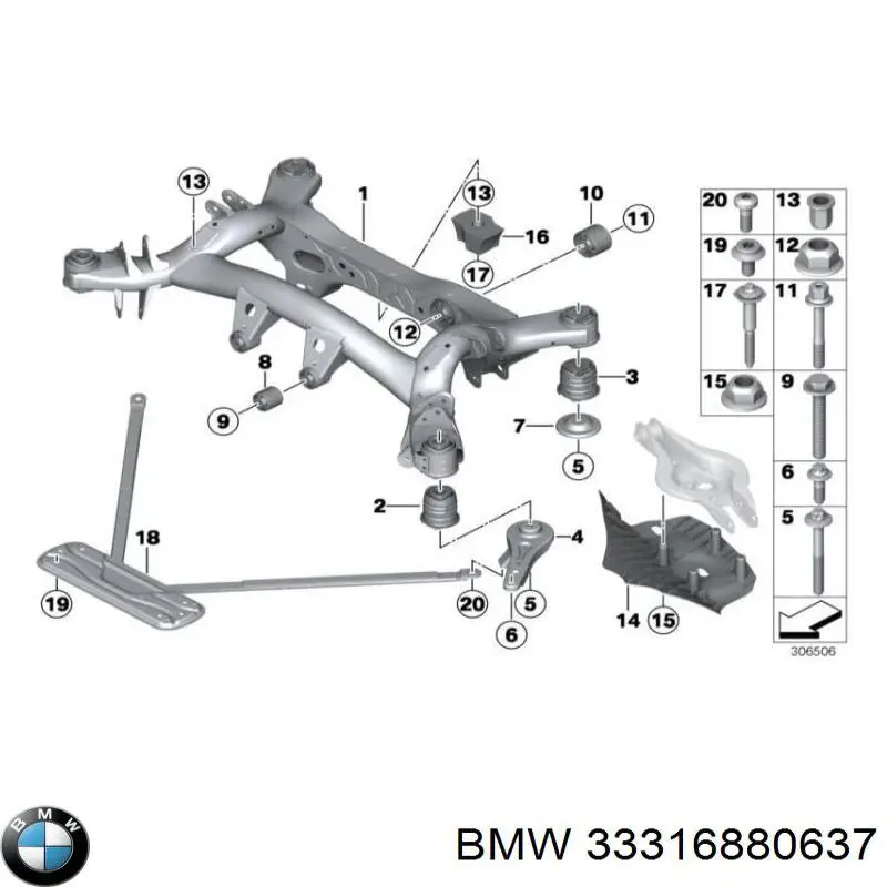 33316880637 BMW Silentblock tylnej belki