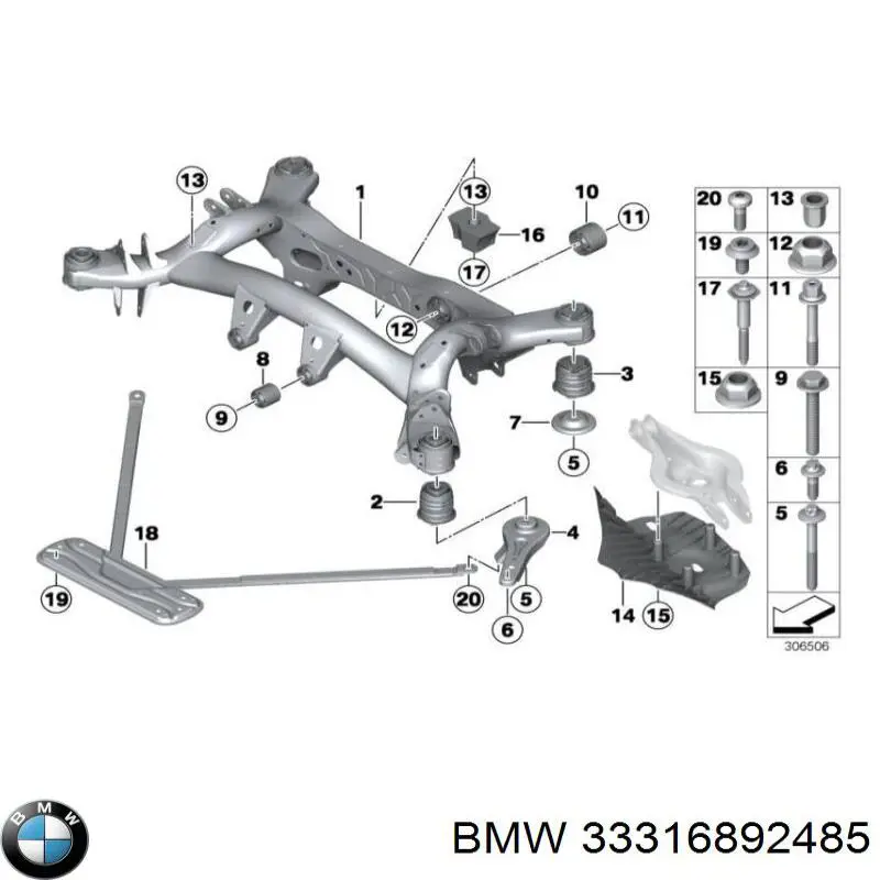 Rozpórka tylnej belki (ramy pomocniczej) BMW 11160410 cena, od 74,03 USD