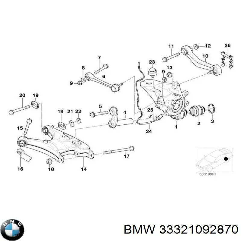Śruba mocowania tylnego wahacza (dla zbieżności), zewnętrzna BMW 33321092870 cena, od 58,82 USD