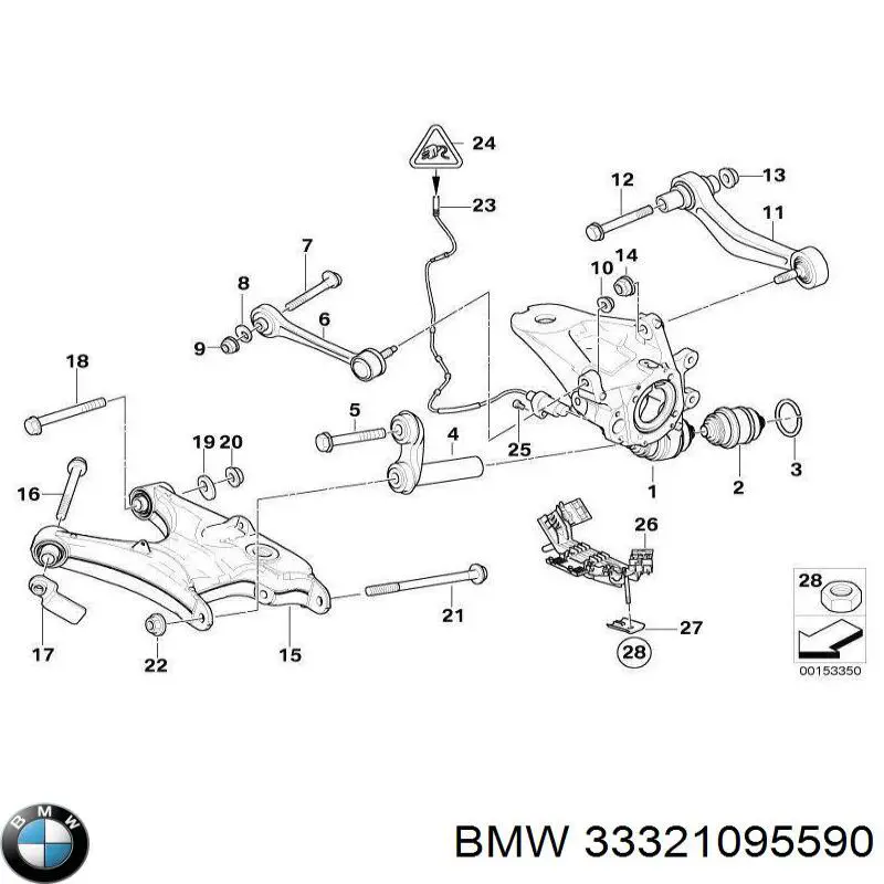 Śruba regulacji tylnego wahacza (dla zbieżności), wewnętrzny BMW 33321095590 cena, od 13,03 USD