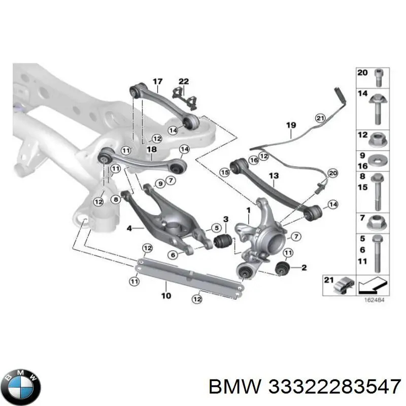Do koszyka 33322283547 BMW Wahacz zawieszenia tylnego górny lewy