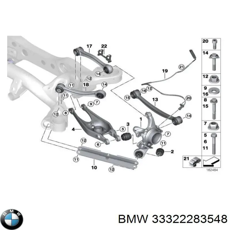 33322283548 BMW Wahacz  zawieszenia tylnego górny prawy