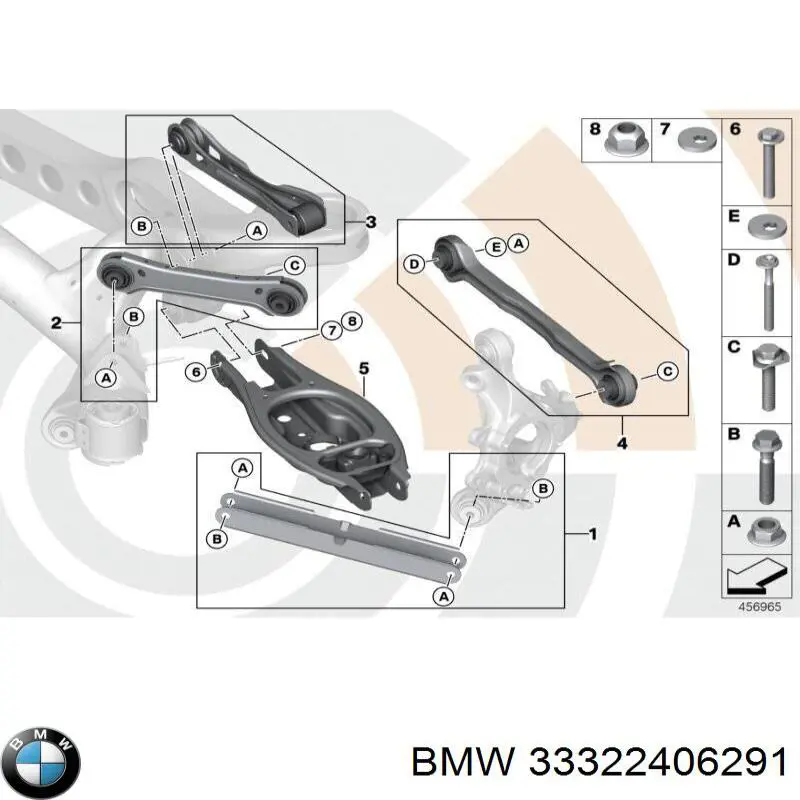 Do koszyka 33322406291 BMW Wahacz (drążek) tylnego zawieszenia podłużny dolny lewy/prawy