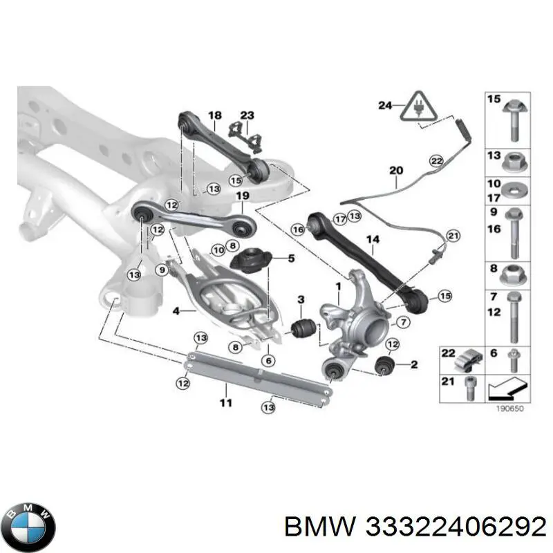 Do koszyka 33322406292 BMW Wahacz zawieszenia tylnego górny lewy/prawy
