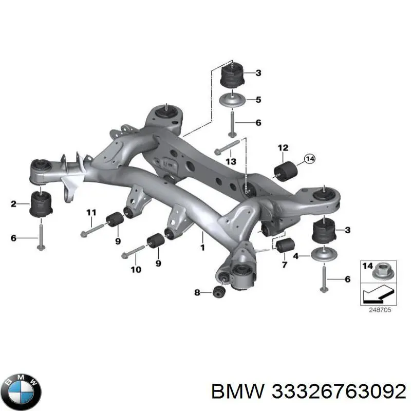 Do koszyka 33326763092 BMW Silentblock drążka poprzecznego (zawieszenia tylnego)