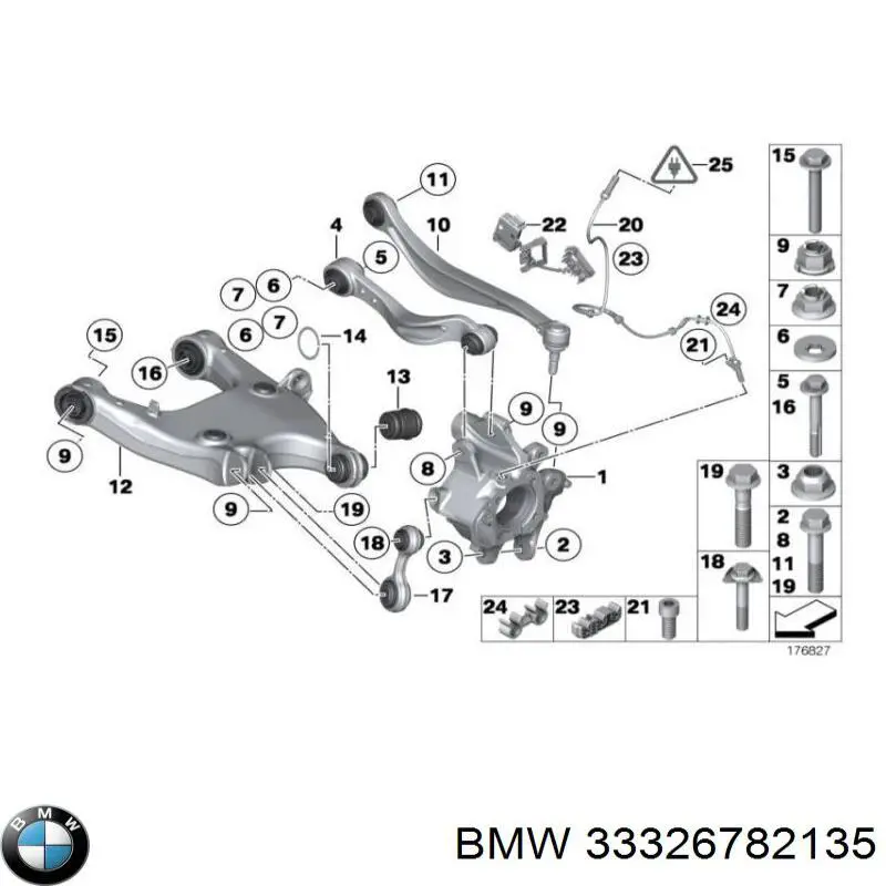 33326782135 BMW Wahacz zawieszenia tylnego górny lewy