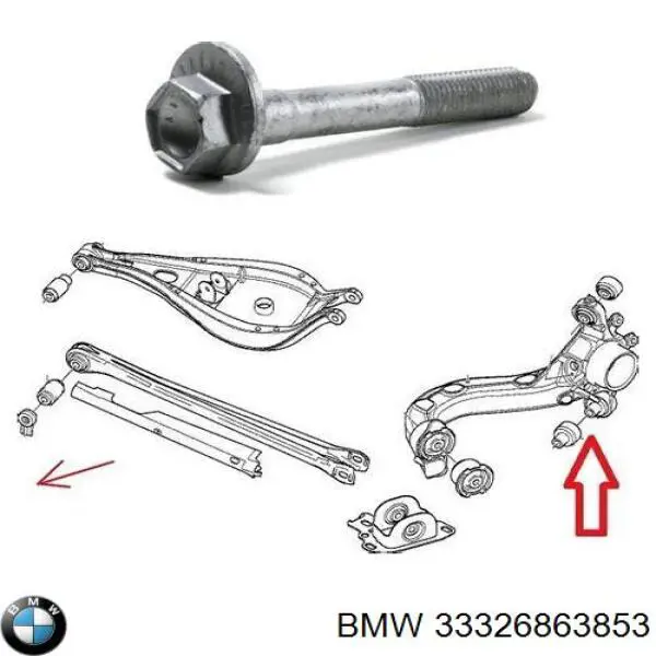 Do koszyka 33326863853 BMW Śruba mocowania tylnego wahacza (dla zbieżności), zewnętrzna