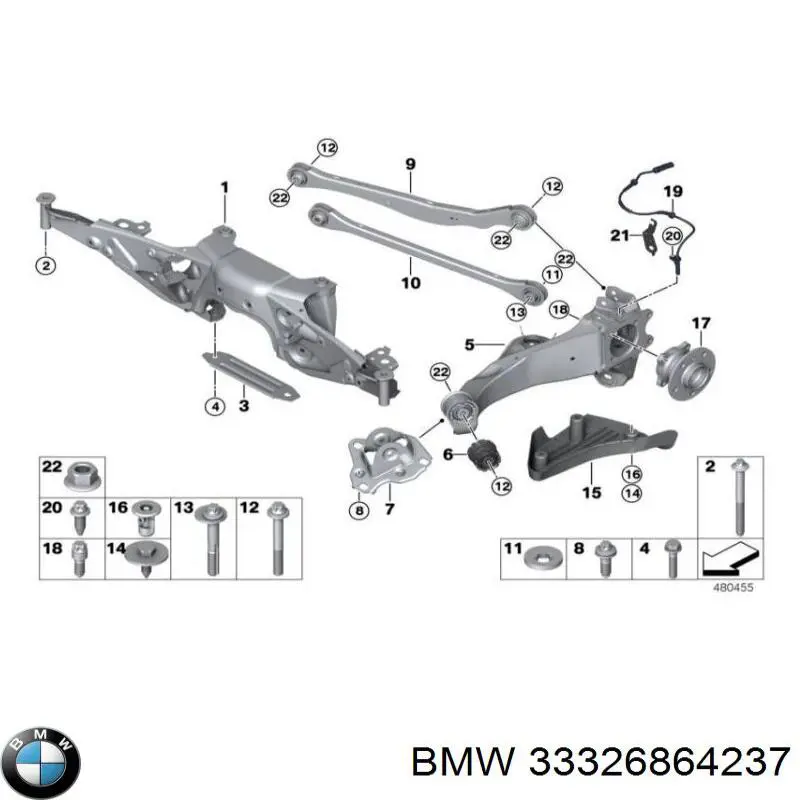 Silentblock tylnego wahacza podłużnego przedni do BMW 2 (F46)