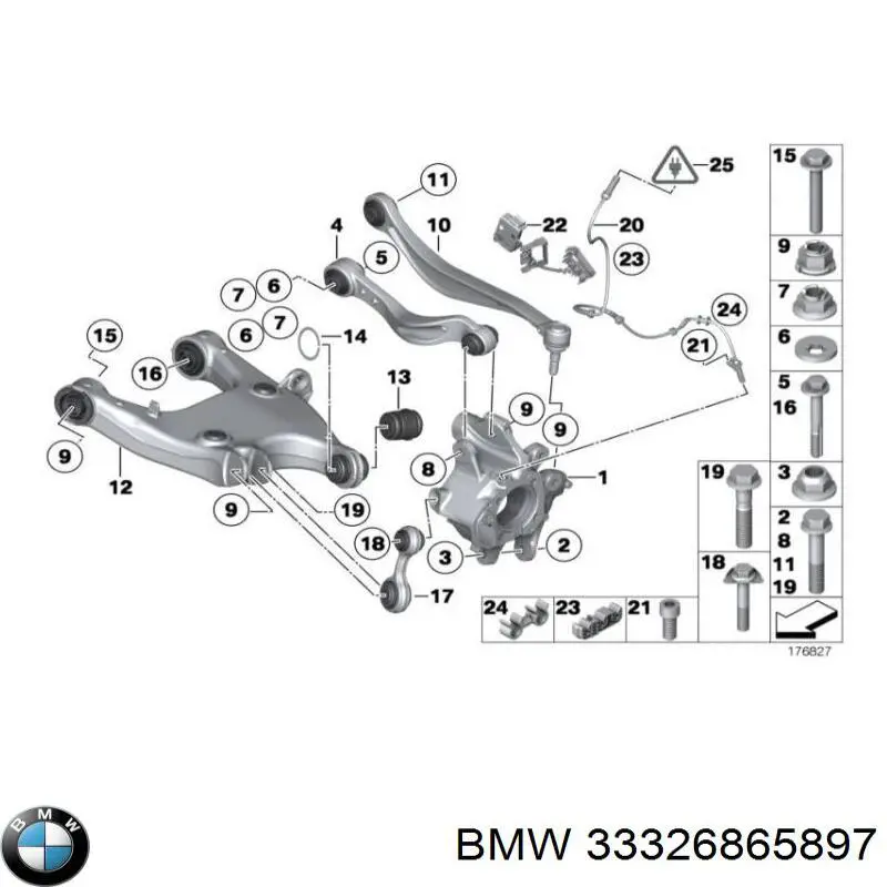 Wahacz zawieszenia tylnego dolny lewy BMW 33326865897 cena, od 163,45 USD