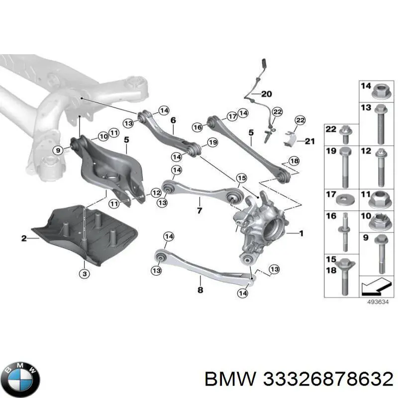 Wahacz zawieszenia tylnego górny prawy do BMW 3 (G21)