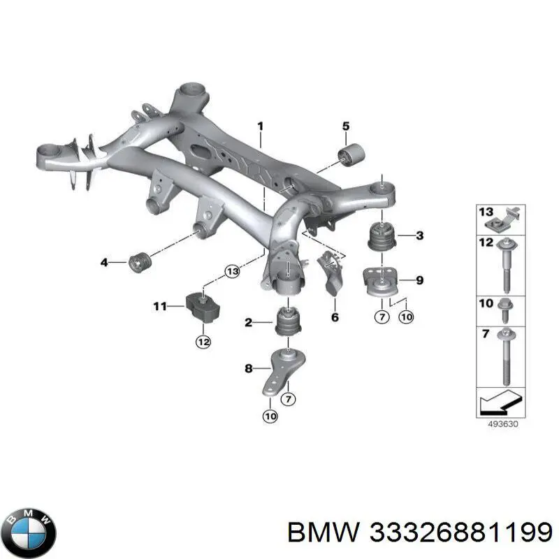 33326881199 BMW Wahacz zawieszenia tylnego górny lewy/prawy