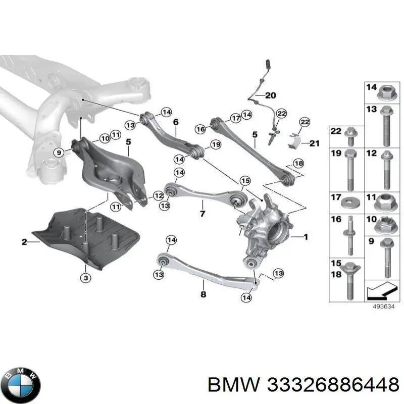 33326886448 BMW Wahacz zawieszenia tylnego dolny lewy/prawy