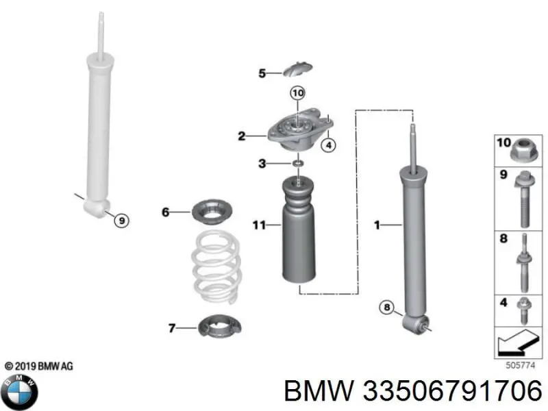 33506791706 BMW Poduszka amortyzatora tylnego