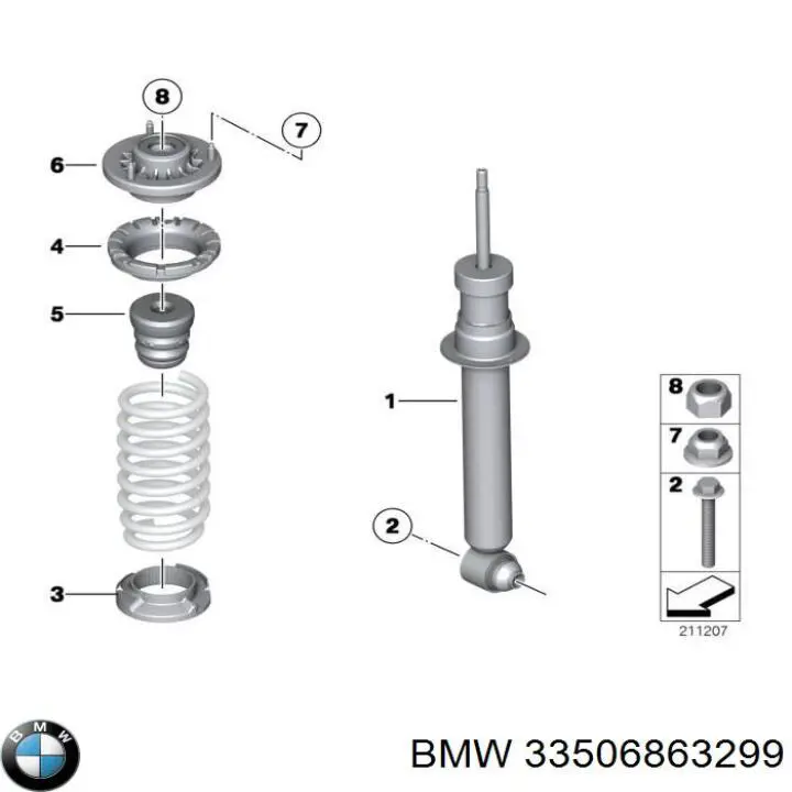 33506863299 BMW Poduszka amortyzatora tylnego