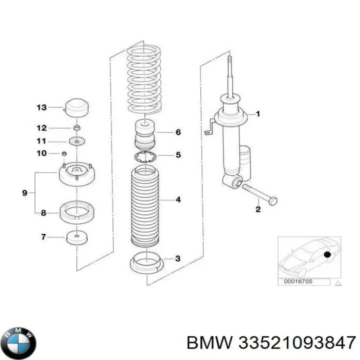 Do koszyka 33521093847 BMW Amortyzator tylny