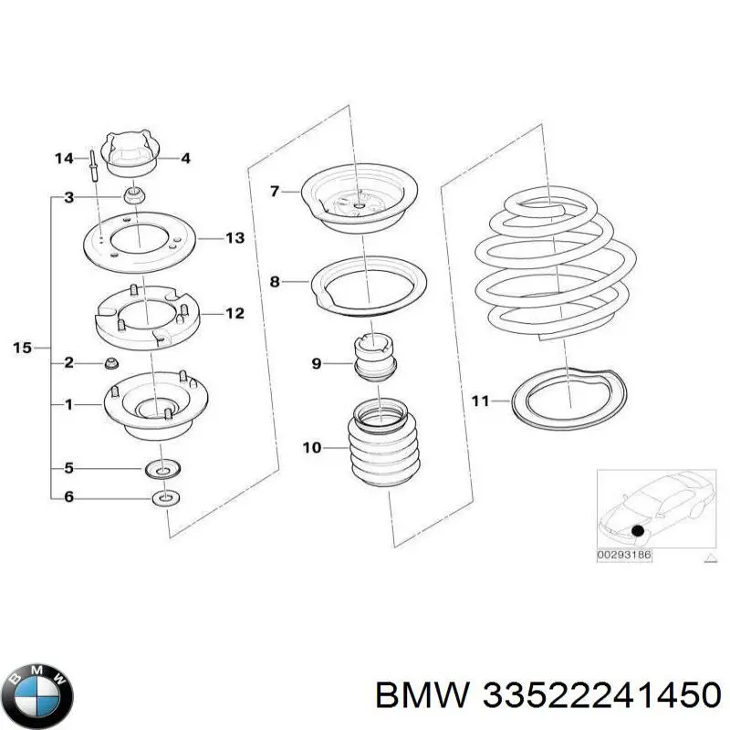 Poduszka amortyzatora tylnego BMW 33522241450 cena, od 16,65 USD
