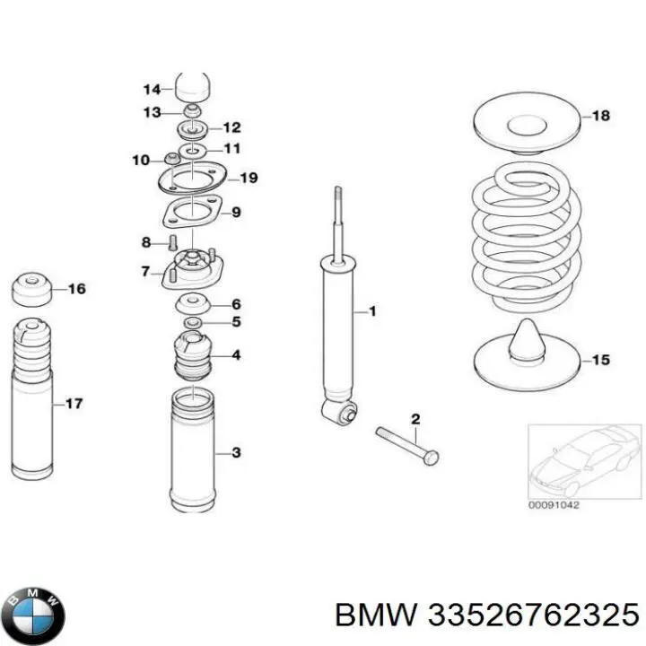 Do koszyka 33526762325 BMW Podkładka tulei trzpienia amortyzatora tylnego