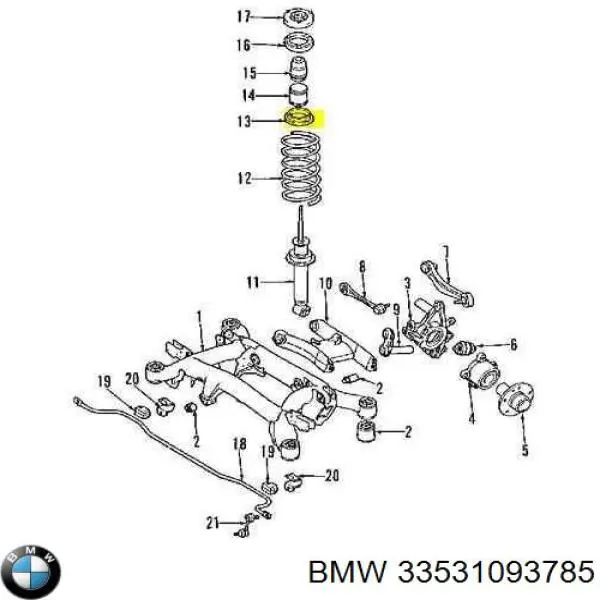 Do koszyka 33531093785 BMW Podkładka (pierścień gumowy) sprężyny tylnej dolny
