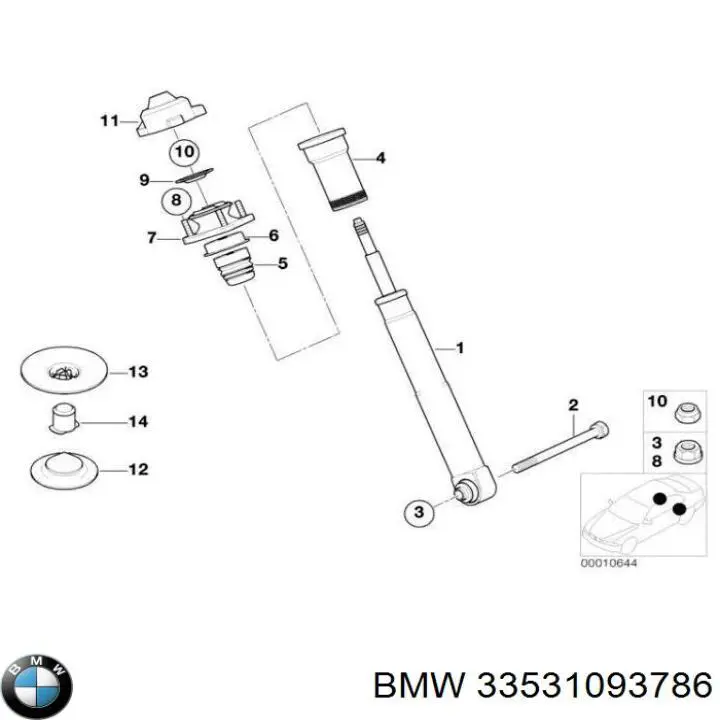 Pierścień gumowy sprężyny tylnej górny BMW 33531093786 cena, od 12,81 USD
