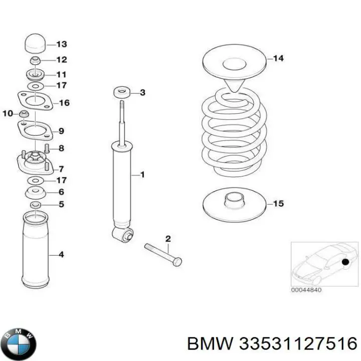 Podkładka (pierścień gumowy) sprężyny tylnej dolny BMW 33531127516 cena, od 15,29 USD