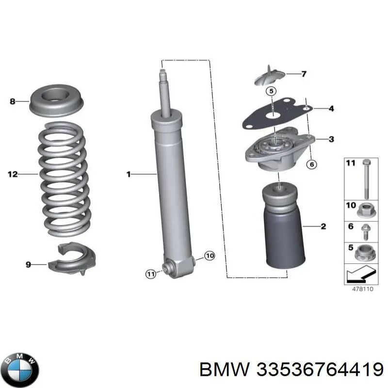 Do koszyka 33536764419 BMW Pierścień gumowy sprężyny tylnej górny