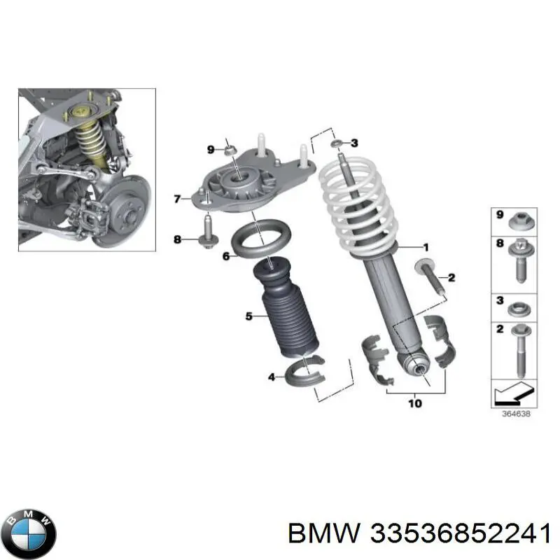 Odbój amortyzatora tylnego + osłona BMW 33536852241 cena, od 18,74 USD