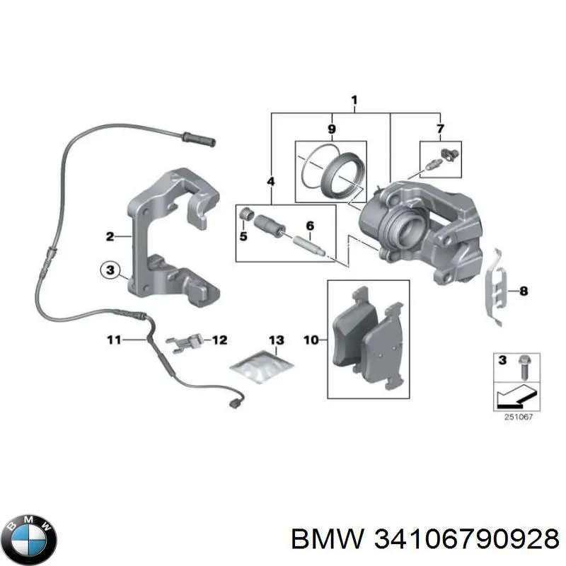 34106790928 BMW Zestaw naprawczy zacisku hamulcowego przedniego