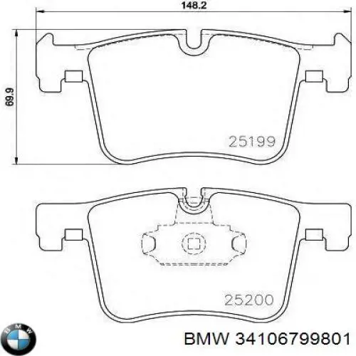 Klocki hamulcowe przednie tarczowe BMW 34106799801 cena, od 34,14 USD