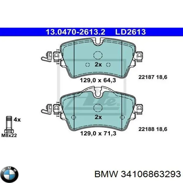 Klocki hamulcowe przednie tarczowe BMW 34106863293 cena, od 39,34 USD